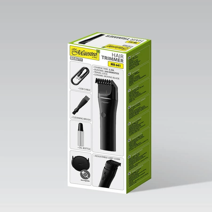 Makinica za britje Maestro MR-641, brez kabla, 1200 mAh, črna