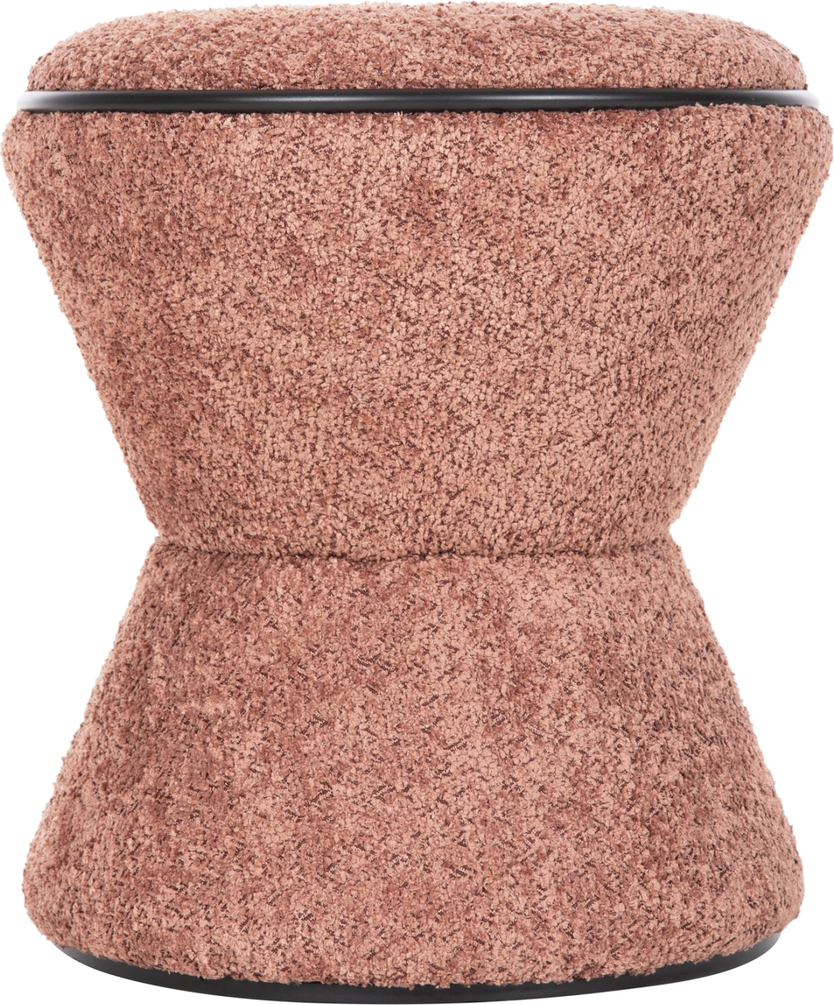 Okrogli stol LINNER FH9604.02 iz boucle tkanine roza-črna podrobnost D38x44 cm