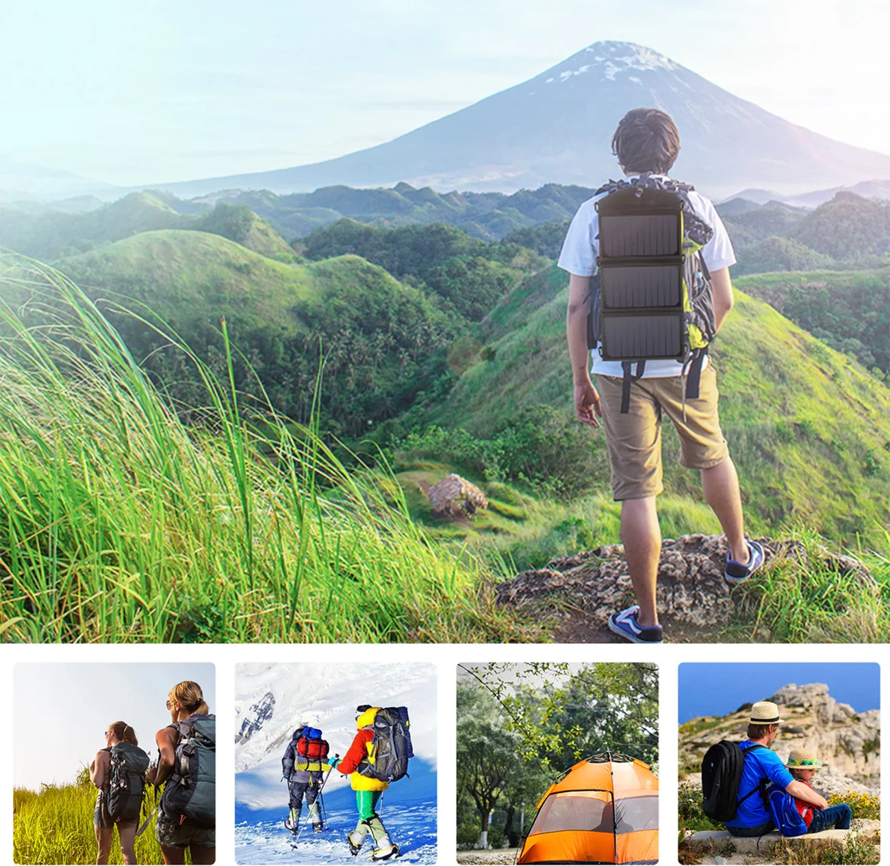 Zložljiv sončni polnilec Choetech SC001, 19W, 2x USB-A, črn