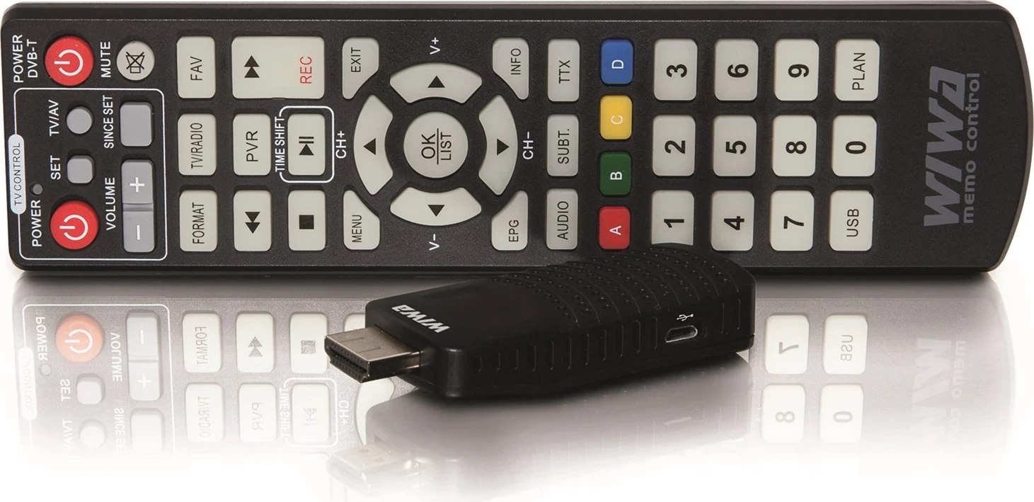Tuner DVB-T/T2 H.265 MINI LED, WIWA, črn