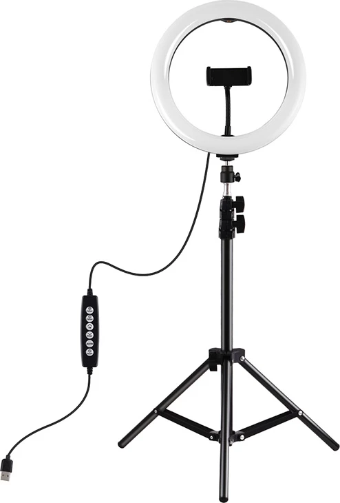 Obročna LED luč s stativom, 1,1 m, RGBW, za vlog/stream/pametni telefon — Puluz PKT3044, set