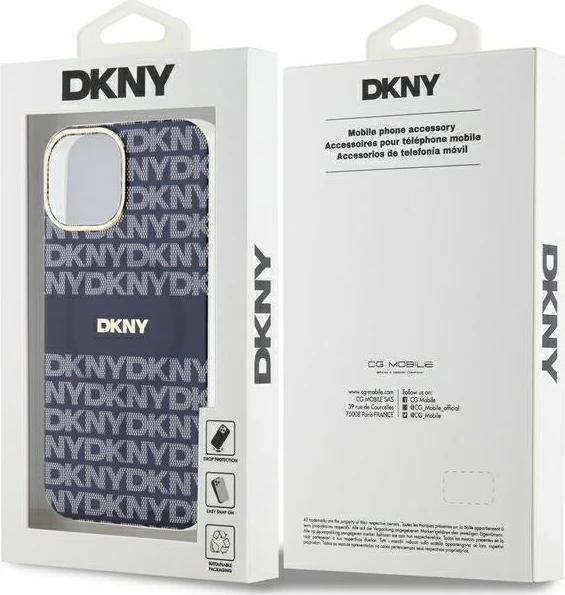 Ovitek za telefon IML Mono & Stripe MagSafe DKNY za iPhone 15/14/13, modra