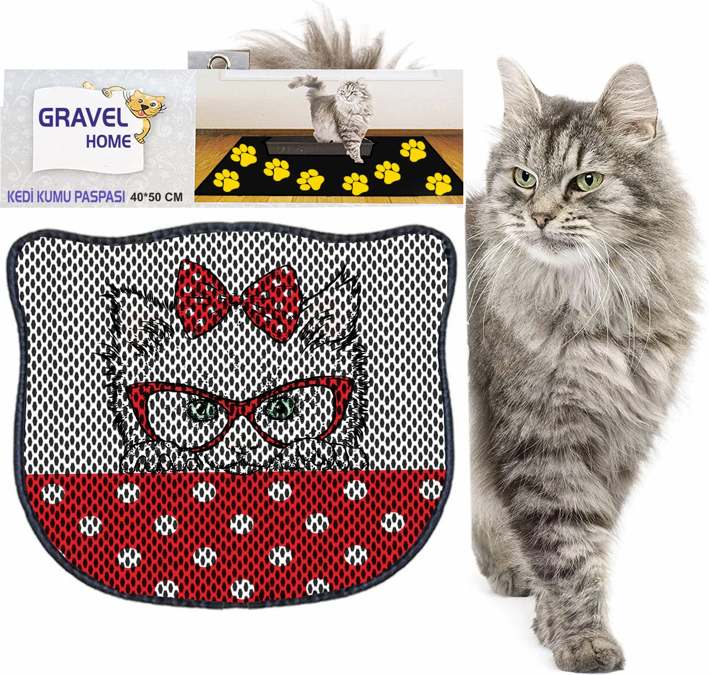Podloga za mačji pesek, večbarvna, Paws & Whiskers Kdkafa0099