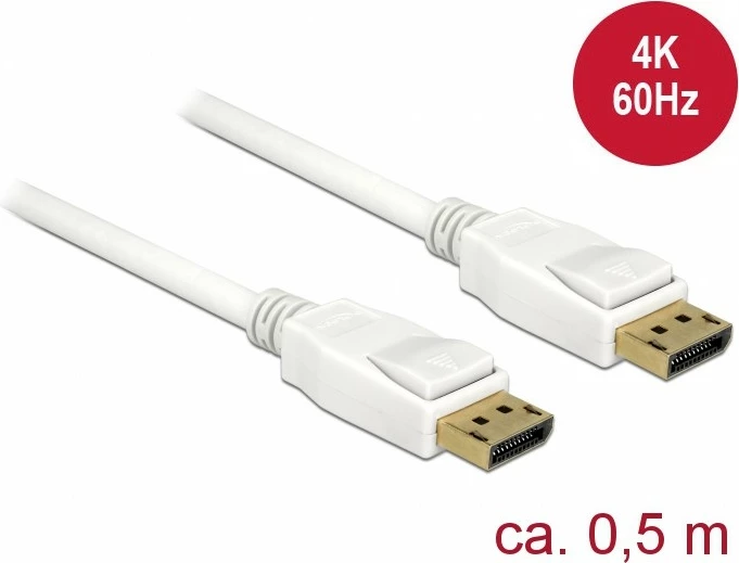 Kabel DisplayPort 0,5 m, 4K, bel, DeLOCK 85507