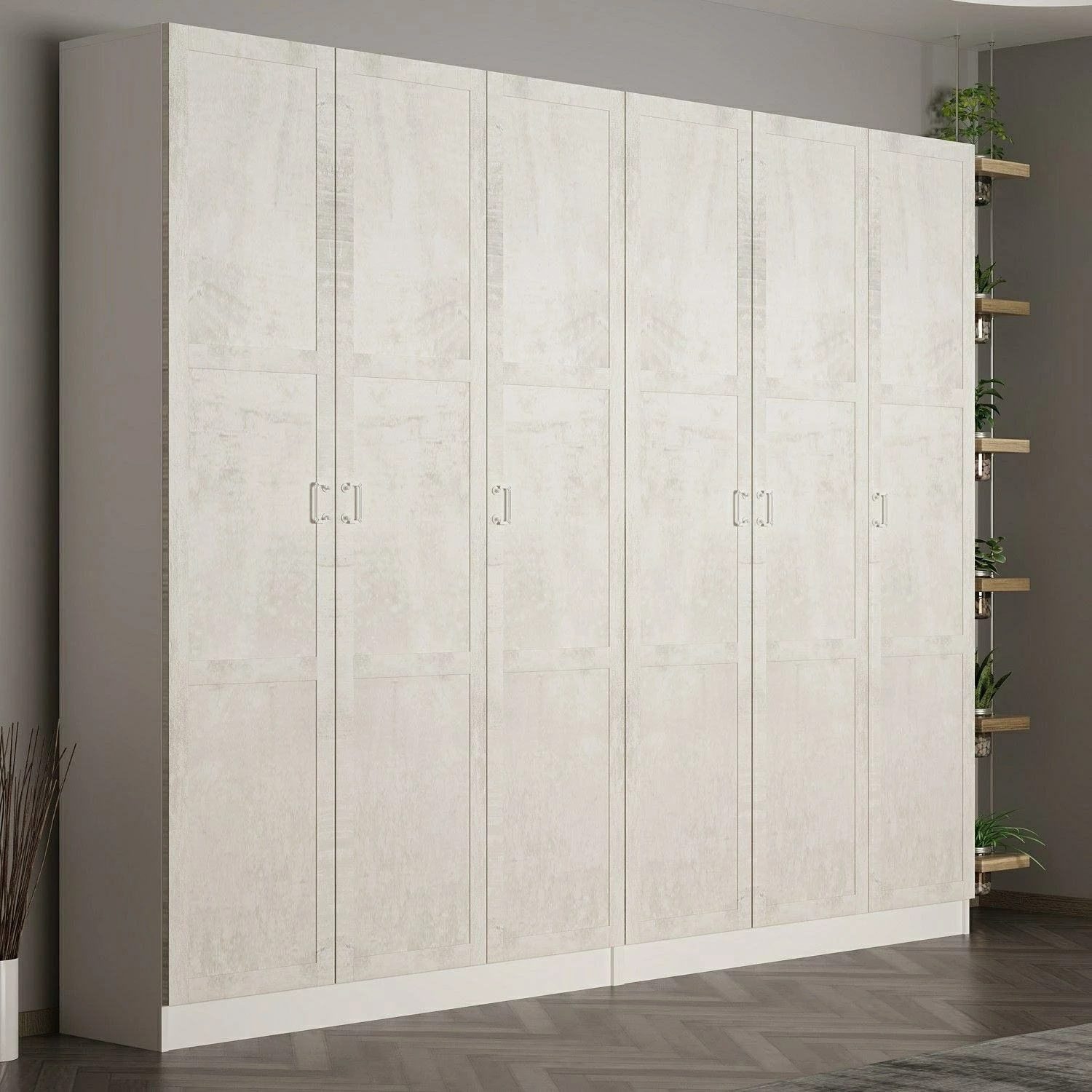 Garderobna stena Noah Skye Decor, bela, 270x210x35 cm, 6-delna