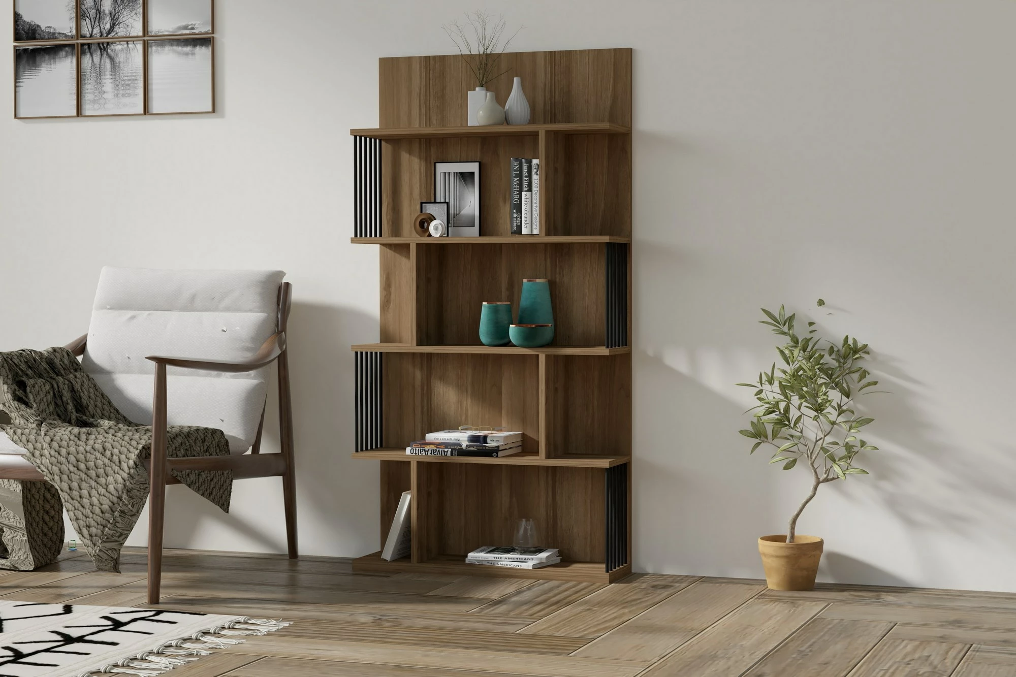 Polica za knjige Alex, Hanah Home, oreh