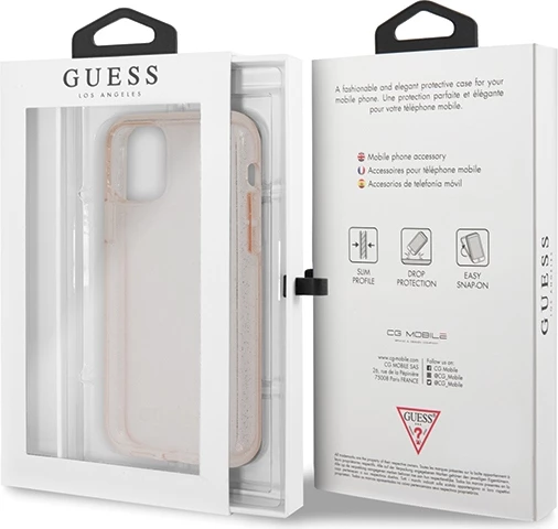 Zaščitni ovitek z bleščicami Guess GUHCN65PCGLPI za iPhone 11 Pro Max, roza
