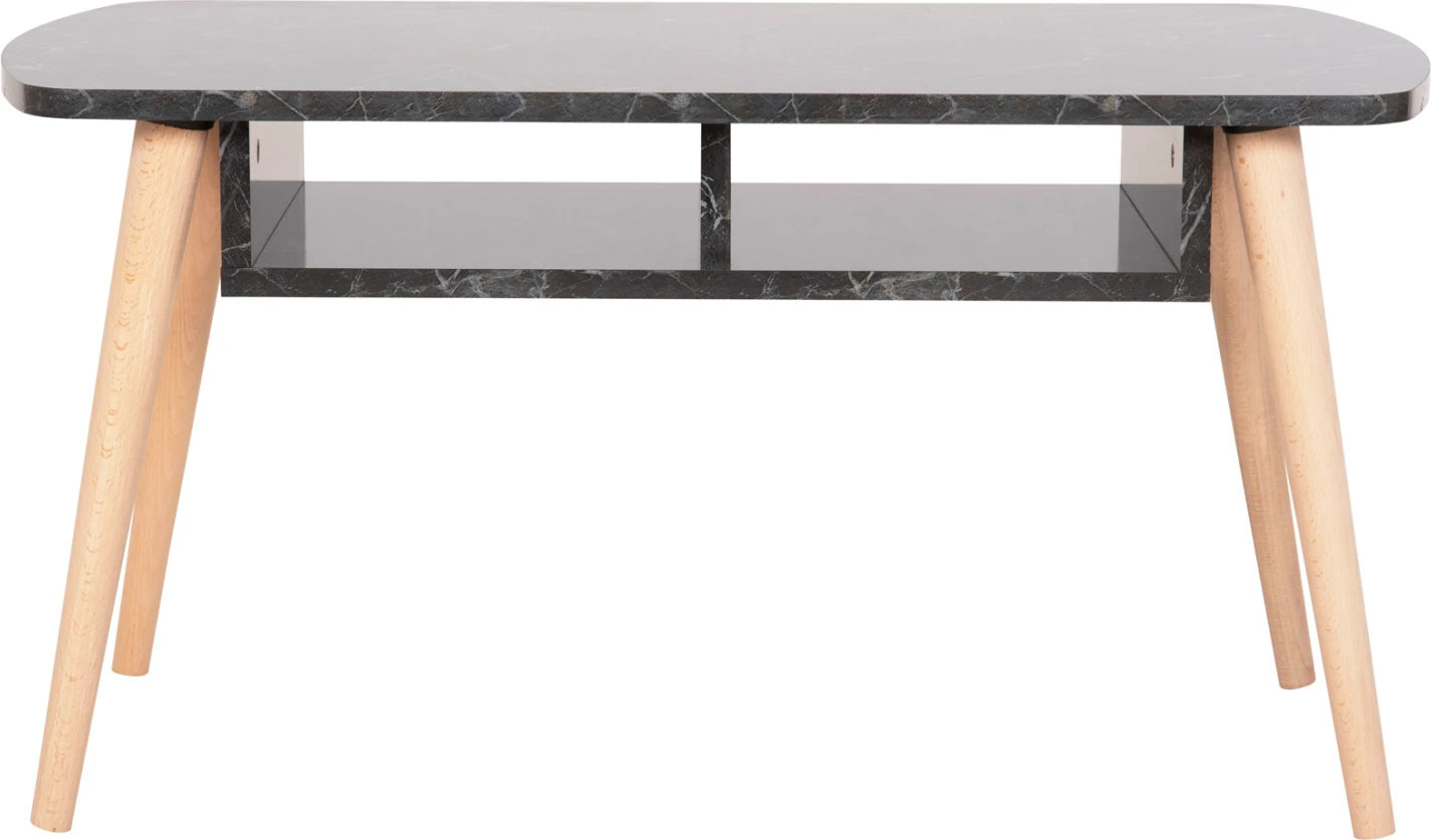 Klubska miza SLIVEN FH18178.02 črna marmorna melamina-noge v naravni barvi 90x50x47,5Hcm