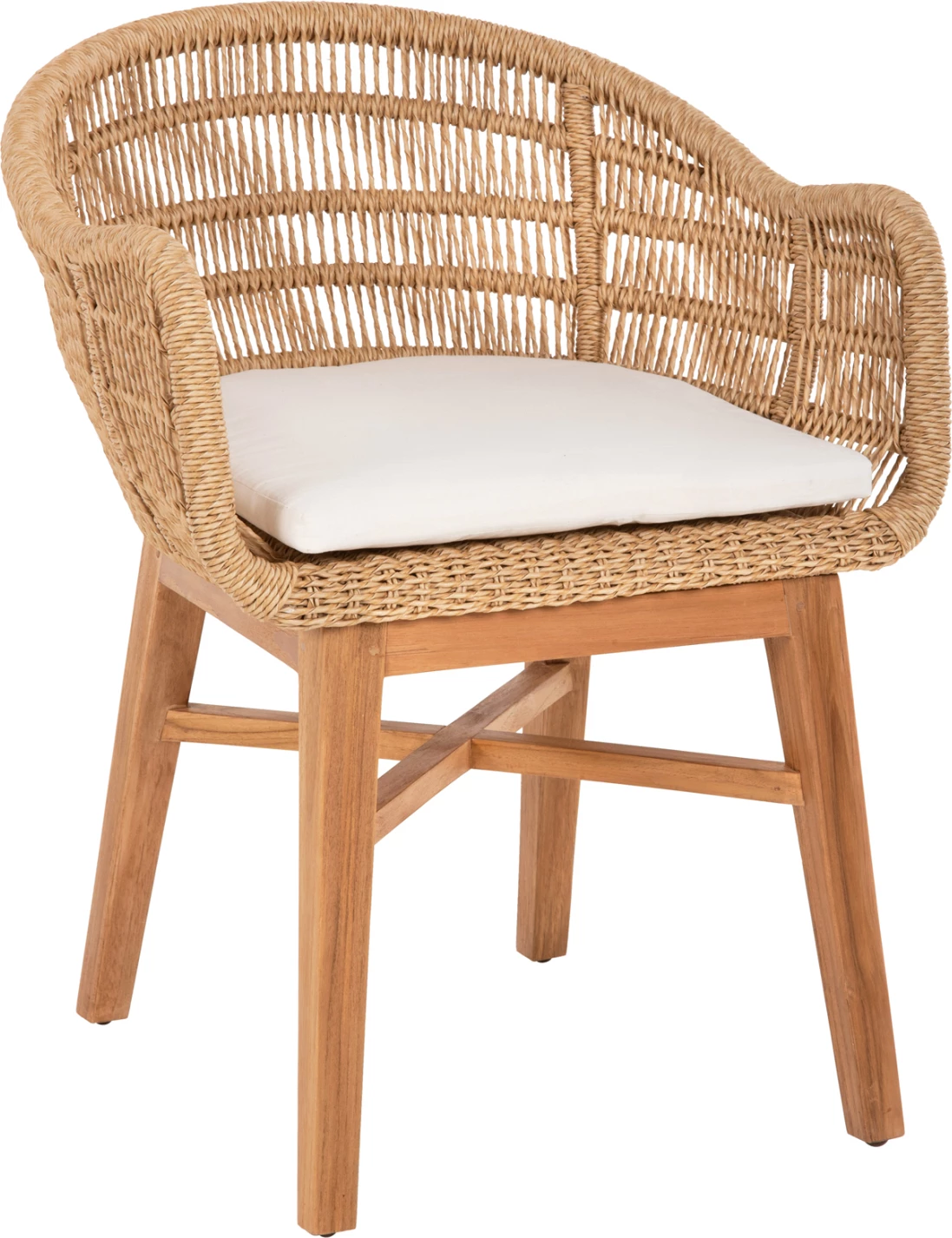 Fotelj LAMORA FH9826 iz tikovine-sintetična vrv-blazina 60x61x78Hcm