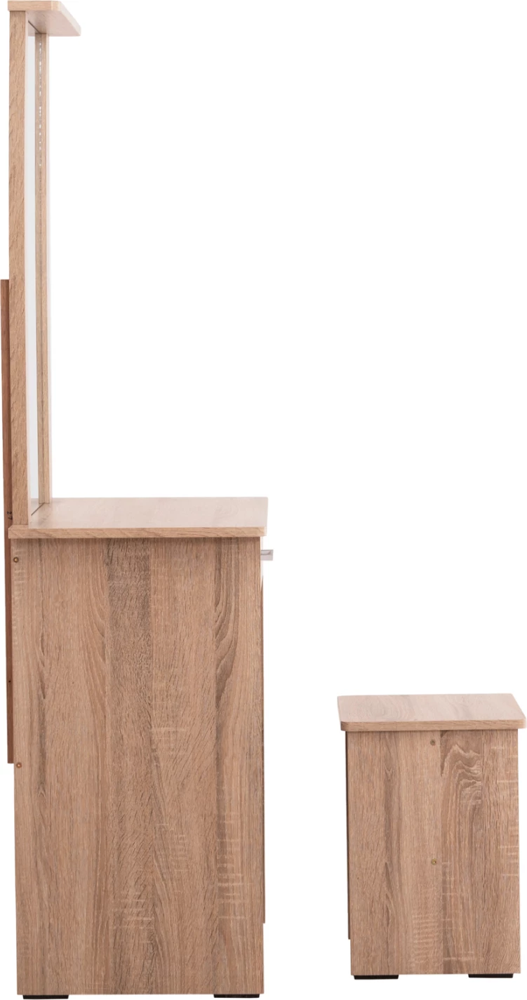 Toaletna miza z ogledalom in stolčkom CRYSTEL FH9938.11 melamin v barvi sonoma hrasta 74x39x155H cm