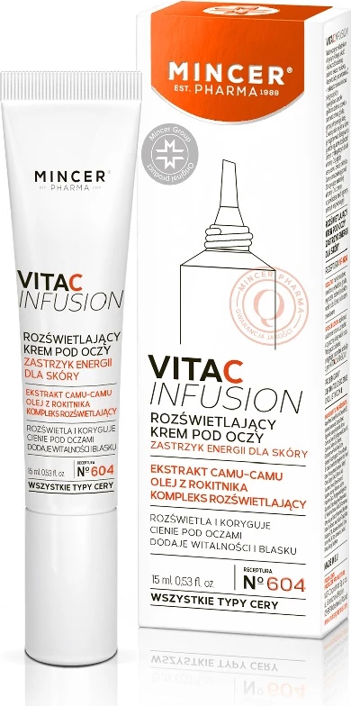 Belilna krema za oči, Mincer Pharma Vita C Infusion Brightening Eye Cream No.604, 15ml