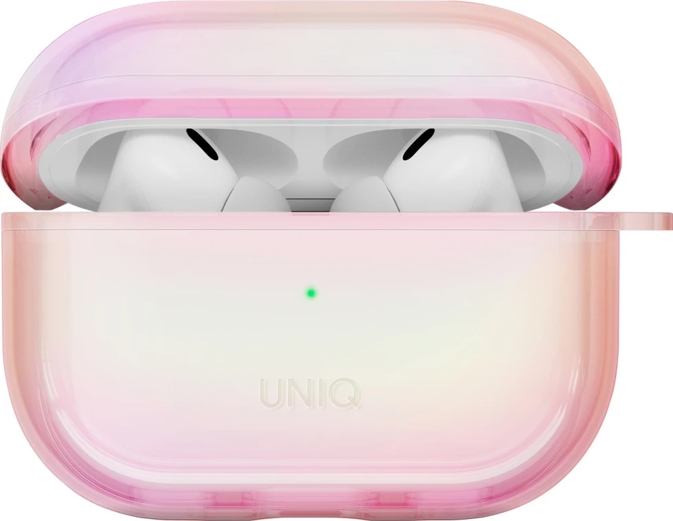 Ovitek za AirPods Pro 2 UNIQ Iridescia, holo rožnat s karabinkom
