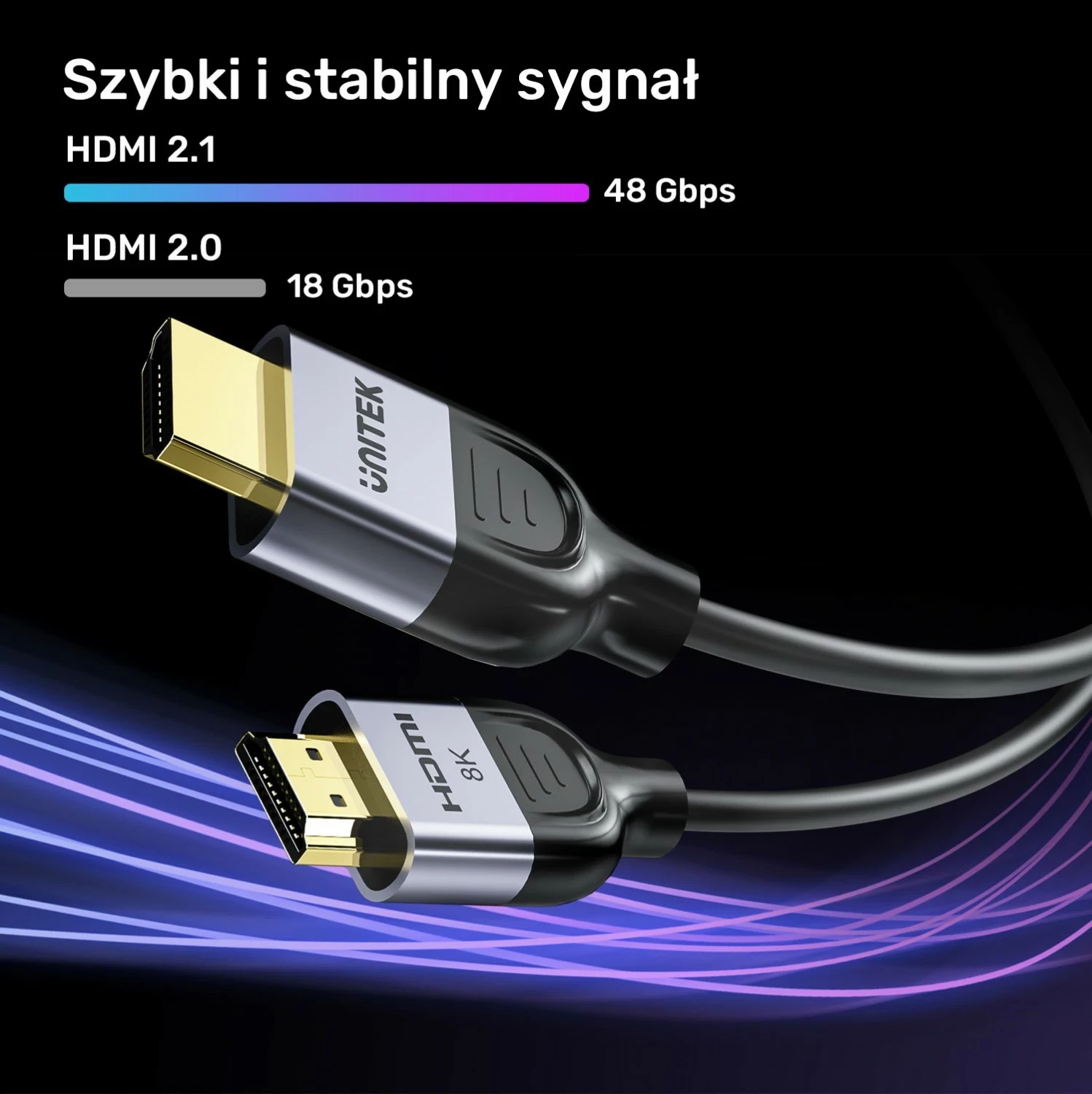 HDMI kabel 2.1, 8K 60Hz, 1,5 m, črno-srebrn — Unitek