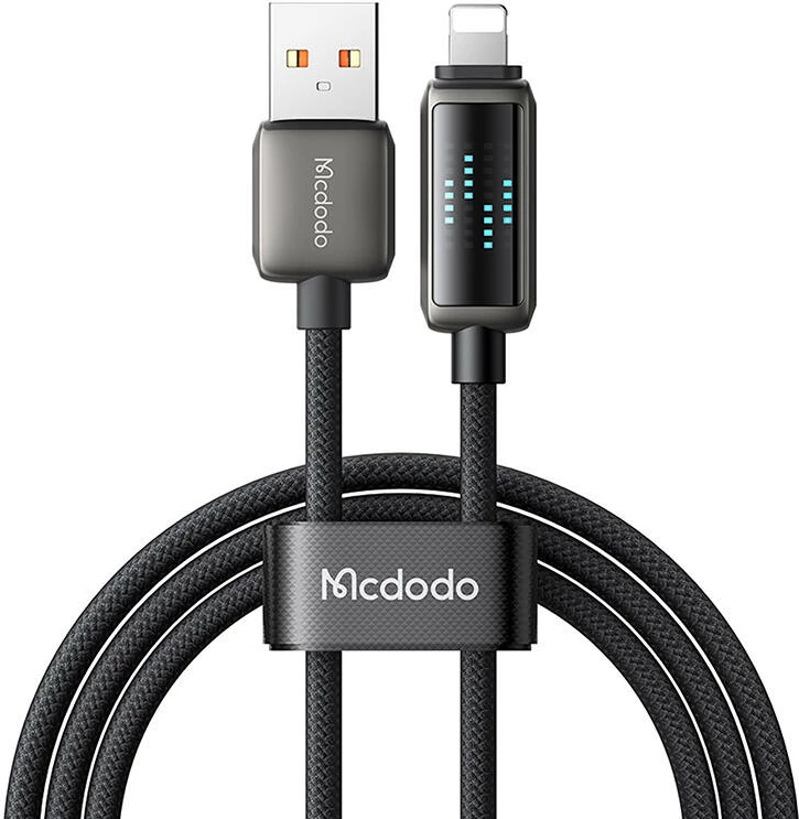 Kabel USB-A v Lightning, Mcdodo CA-5250, 1,2 m, LED zaslon, črn