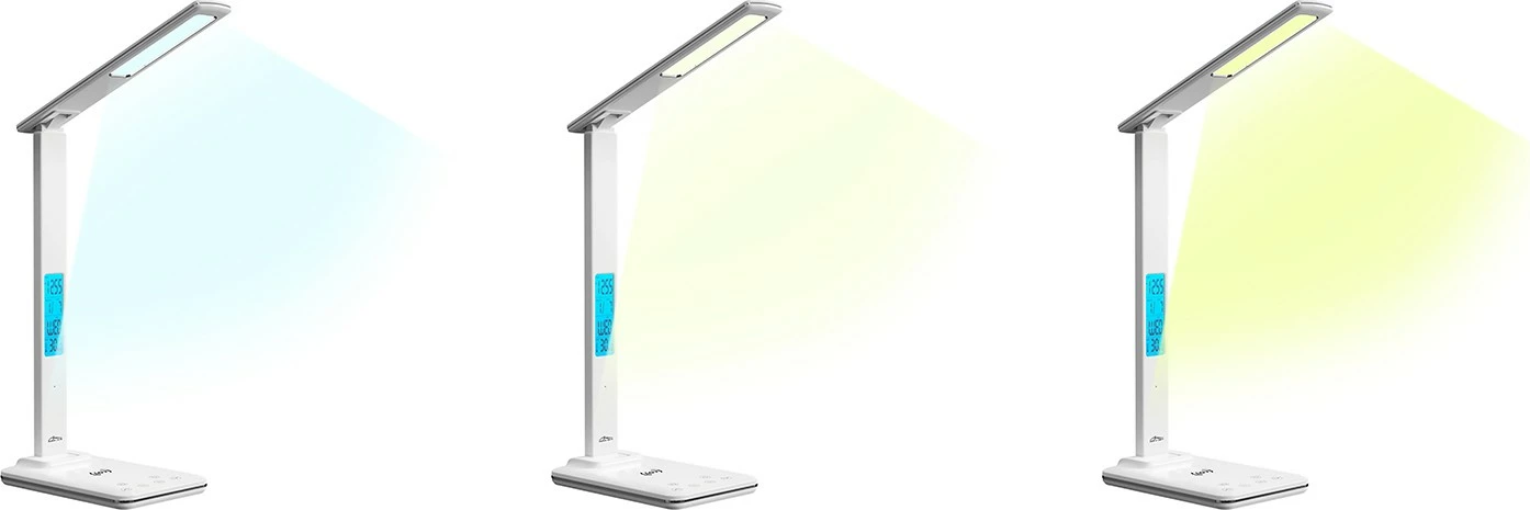 Namizna svetilka z brezžičnim polnjenjem Media-Tech MT222, LED zaslon, bela