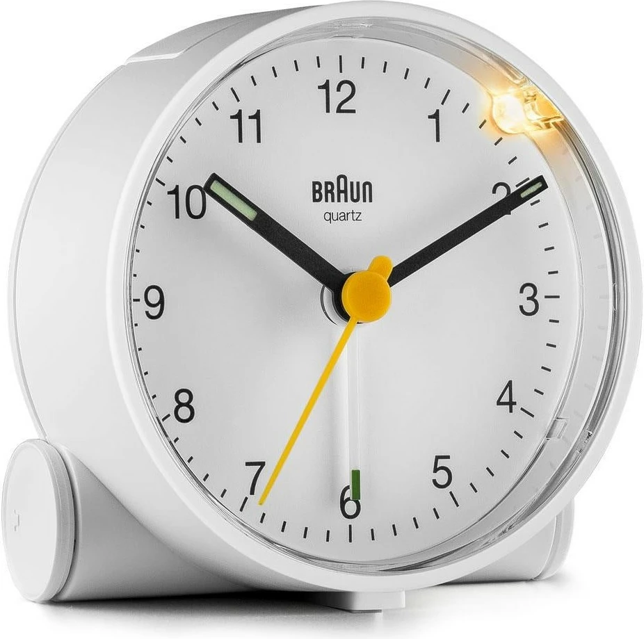 Analogni budilnik, Braun BC01W, quartz, bel