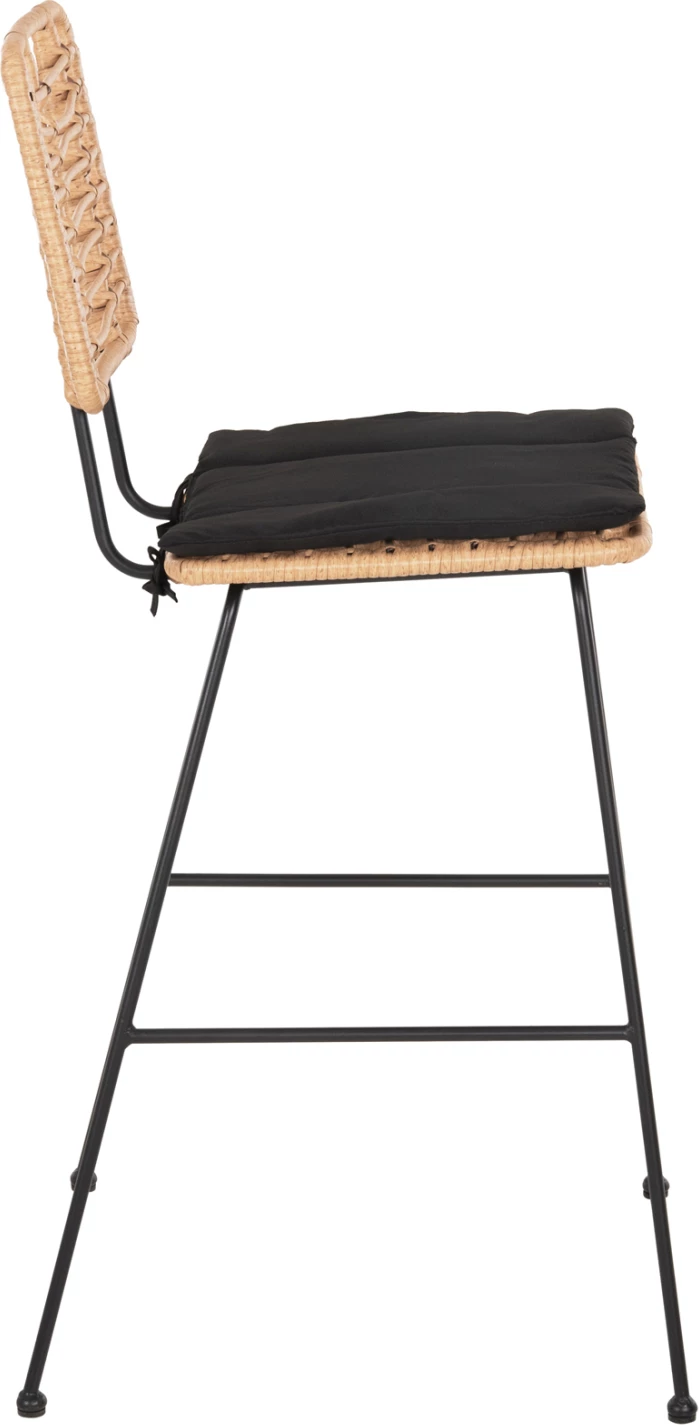 Barski stol Allegra FH5455.11 kovina in blazina črna-pletena bež 56x59x116.5Hcm