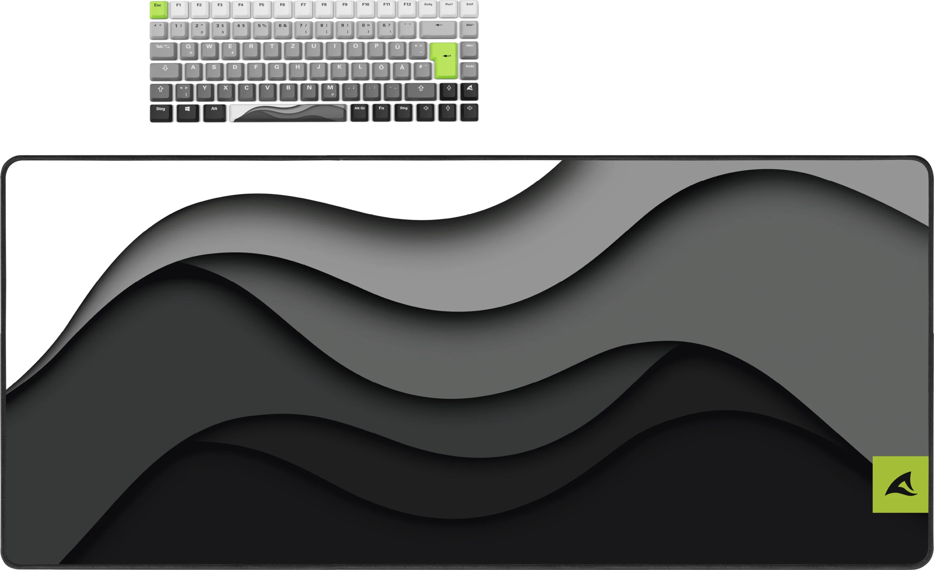 Mekančna tipkovnica in velik podloga za miško Sharkoon SKILLER SGK50 S3, siva/neon zelena