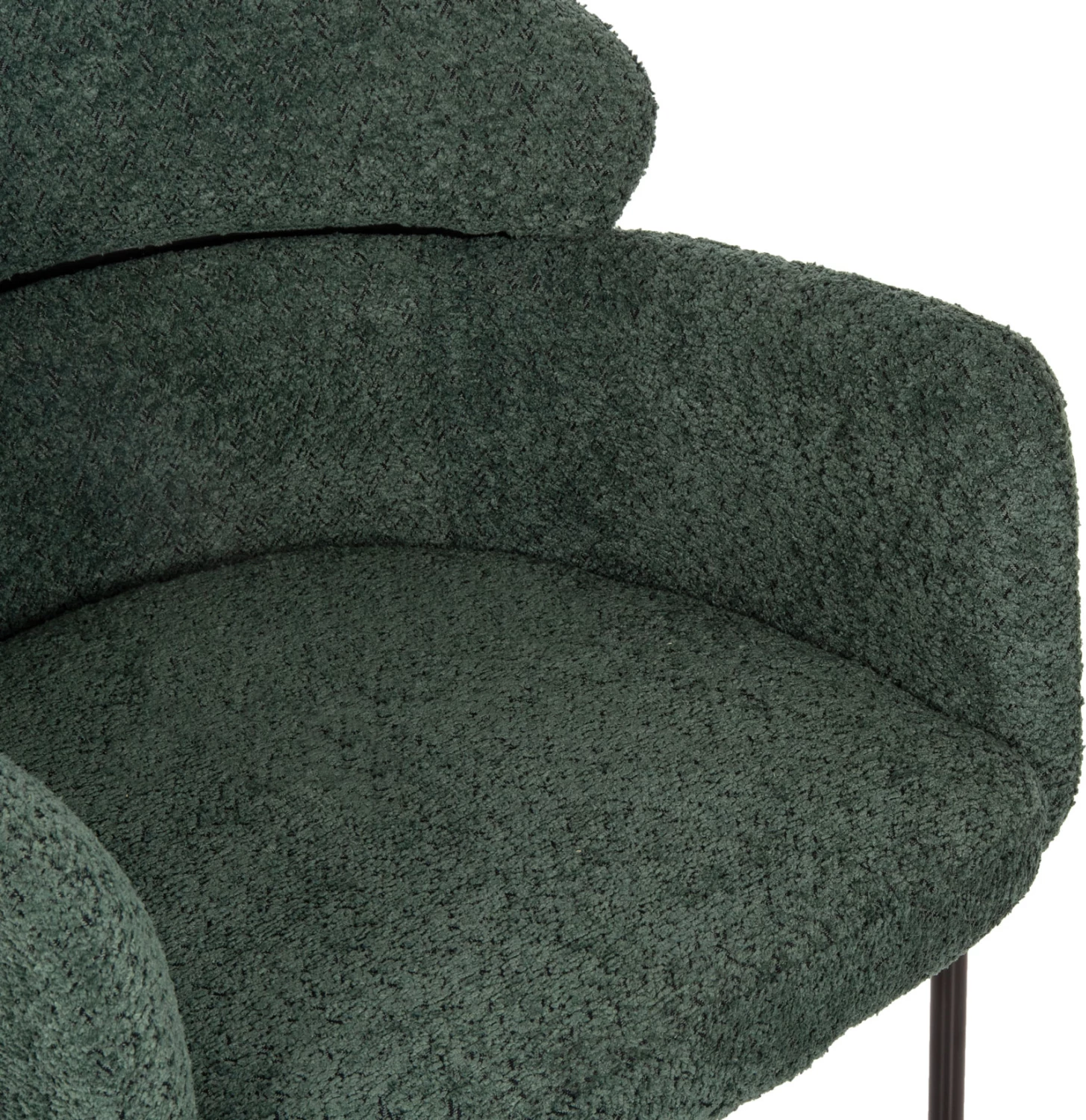 Naslanjač WOLF FH8583.03 v petrolej zeleni boucle tkanini s črnimi kovinskimi nogami 58x58x80H cm, set 2 kosov