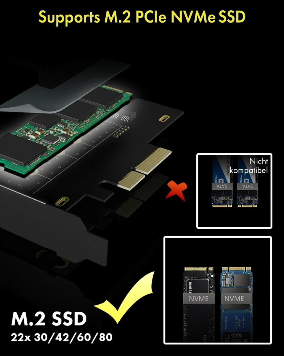Adapter za NVMe SSD PCIe IcyBox IB-PCI208-HS s hladilnikom, črn