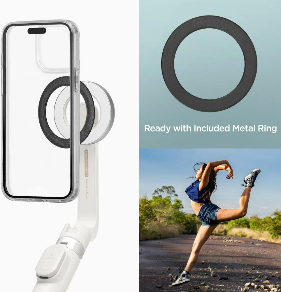 Selfie palica s trinožnikom, MagSafe, Bluetooth, bež, Spigen S571W