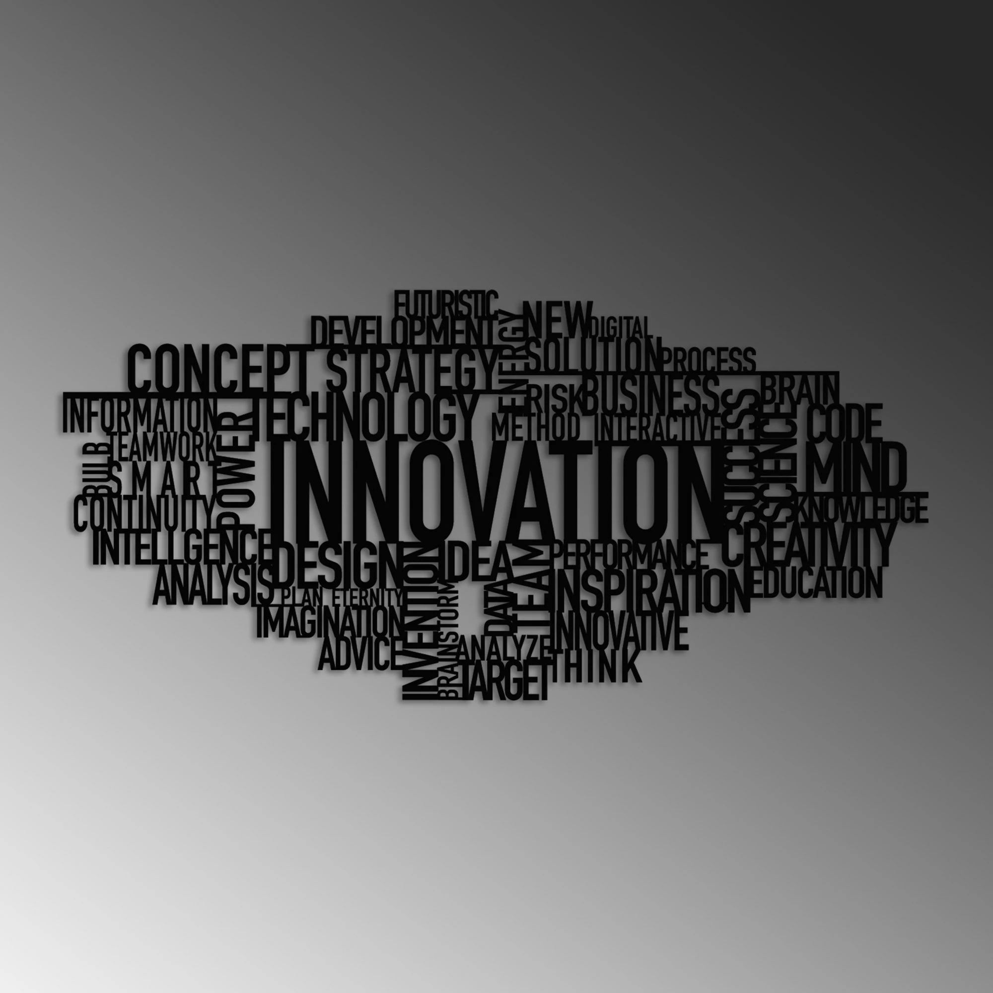 Kovinski stenski dekor Wallity Innovation, črn, 86 x 41 cm