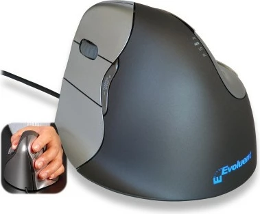 Vertikalna miška Evoluent Vertical Mouse 4, 6 gumbov, z žico, za levo roko