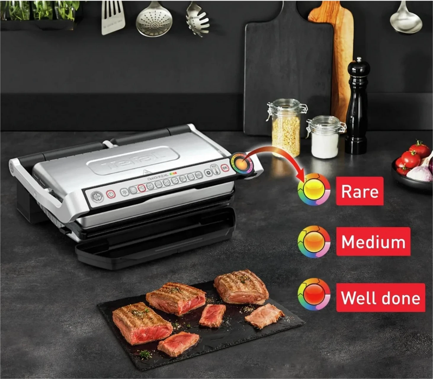 Grill sterm Tefal Optigrill+ XL GC724D12, srebrn
