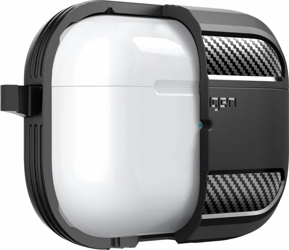 Ovitek Rugged Armor za AirPods Pro 1/2, s karabinerjem, črn Spigen