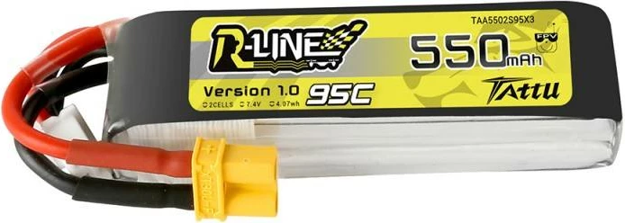 Baterija Tattu R-Line 550mAh 7,4V 95C 2S1P XT30