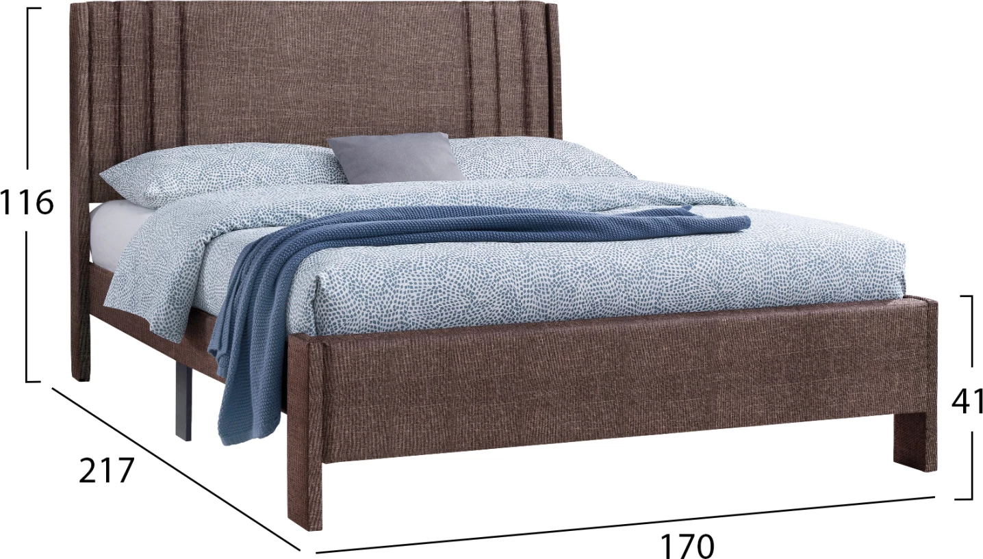 Dvojna postelja CREDENCE FH685.03 rjava tkanina za vzmetnico 160x200 cm
