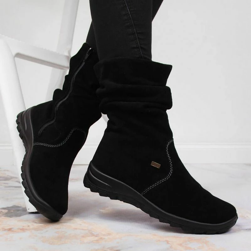 Izolirane usnjene škornje, Rieker W RKR130, črne