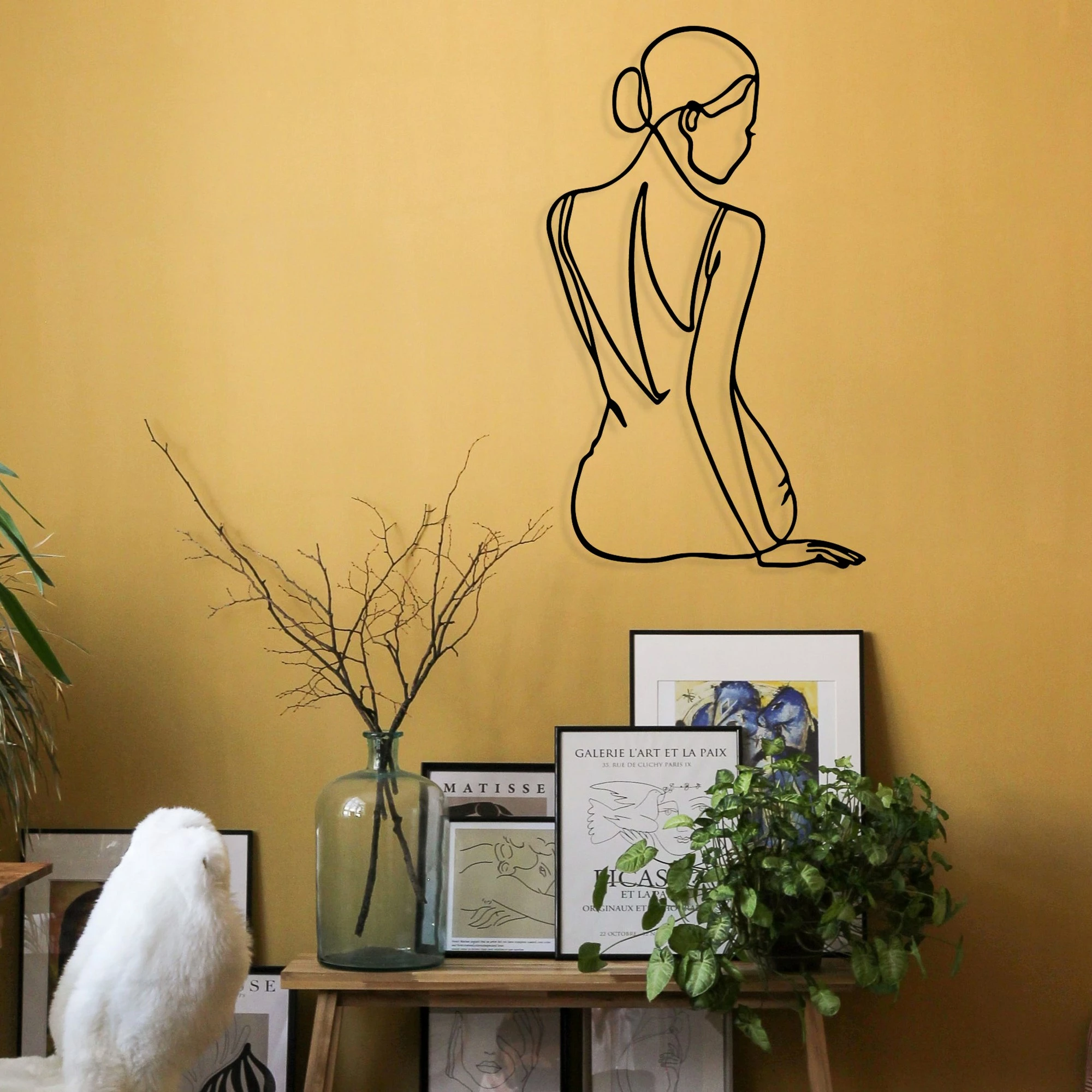 Aksesor dekorativ zidni iz kovine Wallity, Belleza, črne barve, 38x65 cm