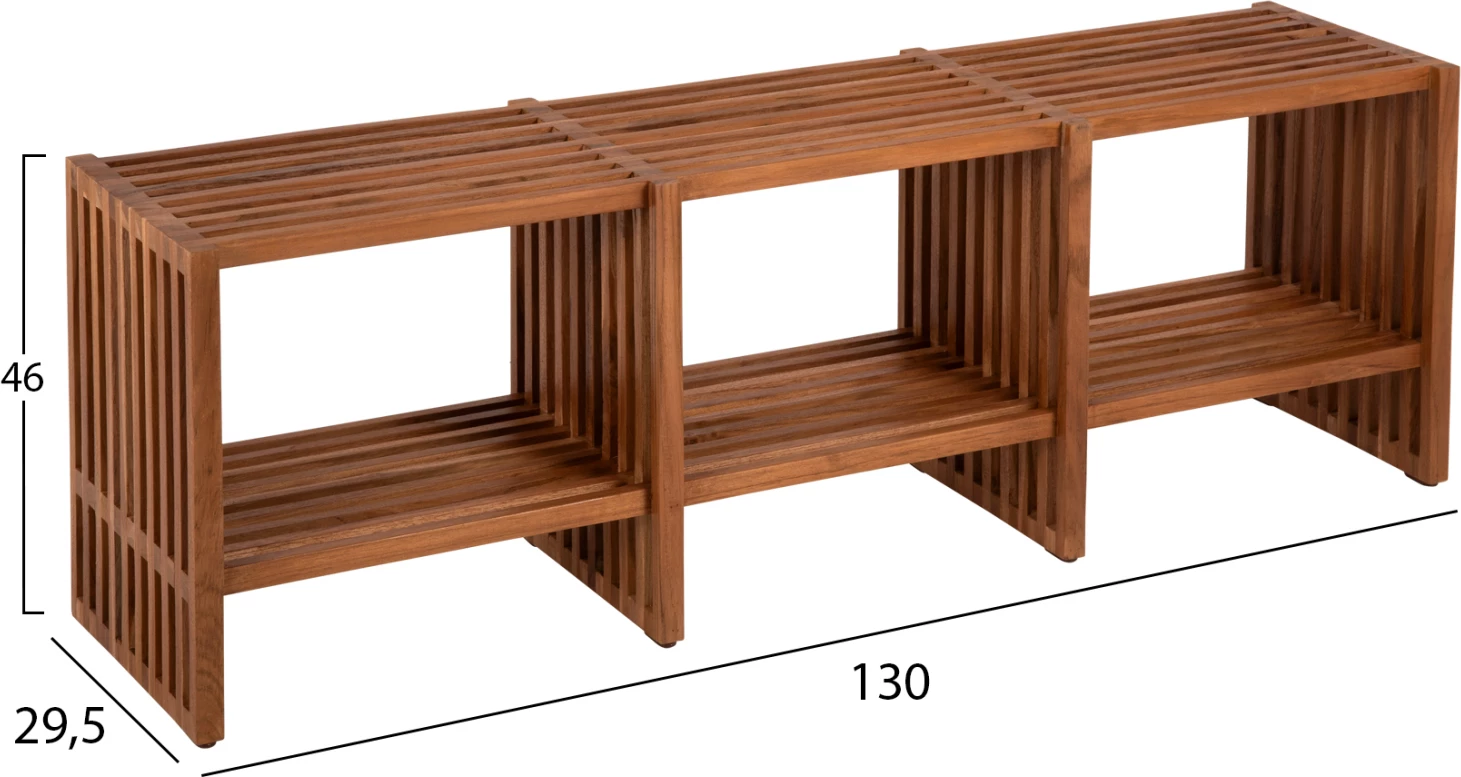 Konzola NYA FH9831 iz masivnega tikovega lesa v naravni barvi 130x29,5x46H cm