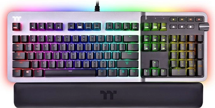 Mehanska tipkovnica Thermaltake Agent K5, Blue Switch, RGB, polna velikost, titan
