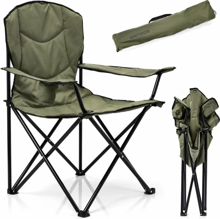 Poglobljena zložljiva turistična stol Meteor Hiker, zelena
