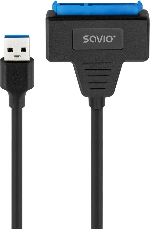 Adapter USB-A 3.1 Gen 1 na SATA za 2,5-palčne diske, Savio AK-68, črn