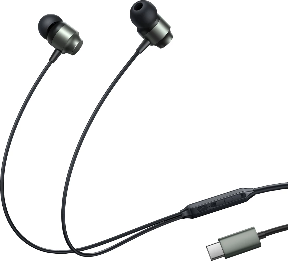 Slušalke v uho, USB‑C, z mikrofonem, 10 mm Hi‑Fi gonilniki, kabl 1,2 m, Joyroom JR-EC06, siva