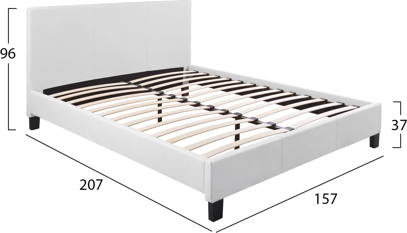 Postelja Becca z belo PU FH553.01 150x200 cm