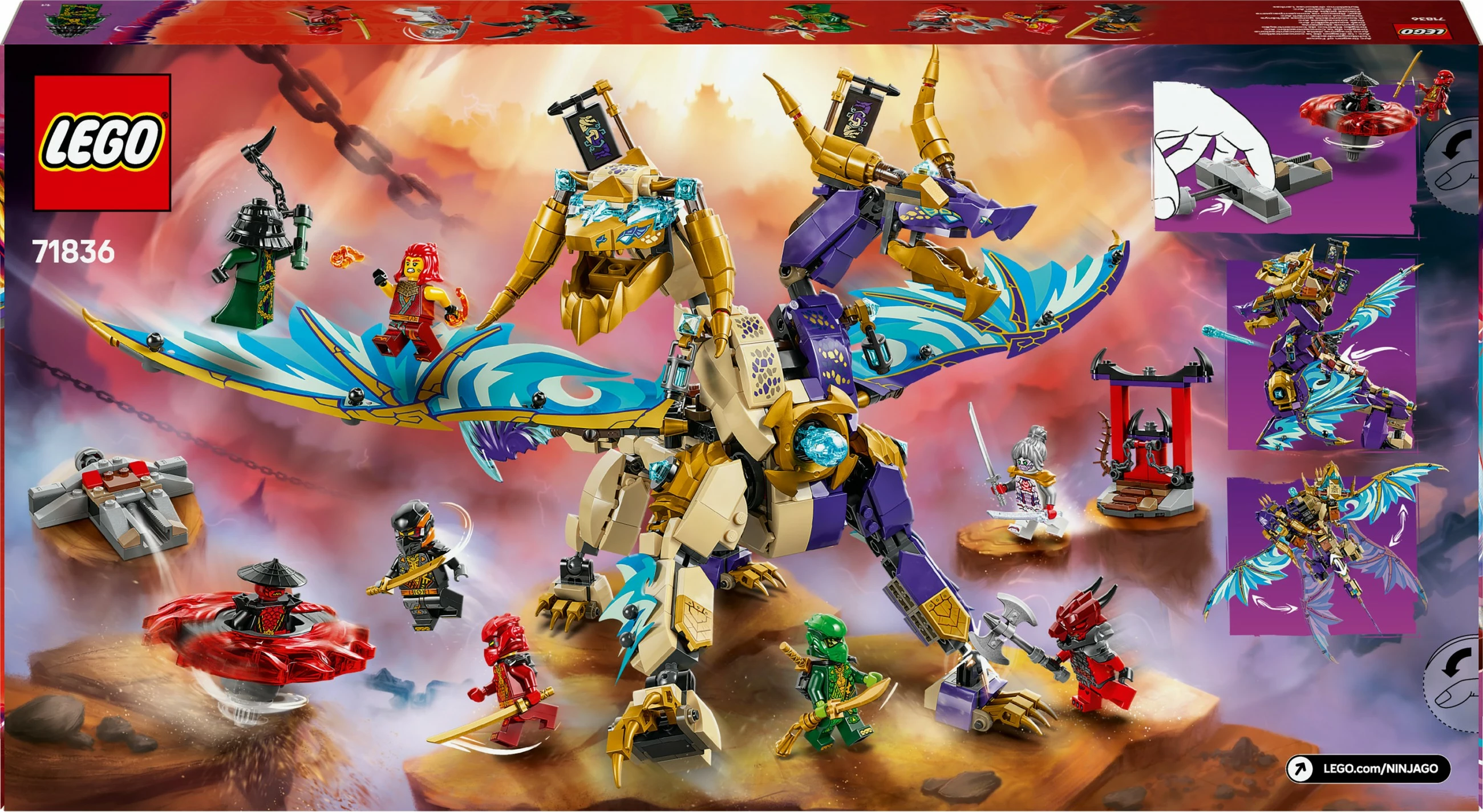 Set za sestavljanje Ninjago Lichtbogendrache LEGO 71836, 869 kosov, večbarven