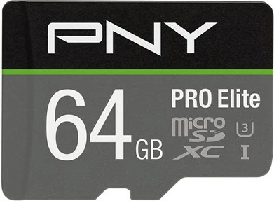 MicroSDXC kartica PNY PRO Elite 64GB, Class 10 UHS-I U3, črno/siva