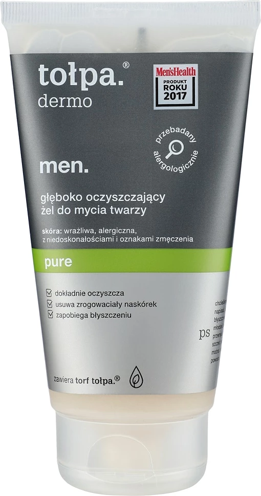 Čistilni gel za obraz za moške Tołpa Dermo Men Pure Deep Cleansing, 150 ml