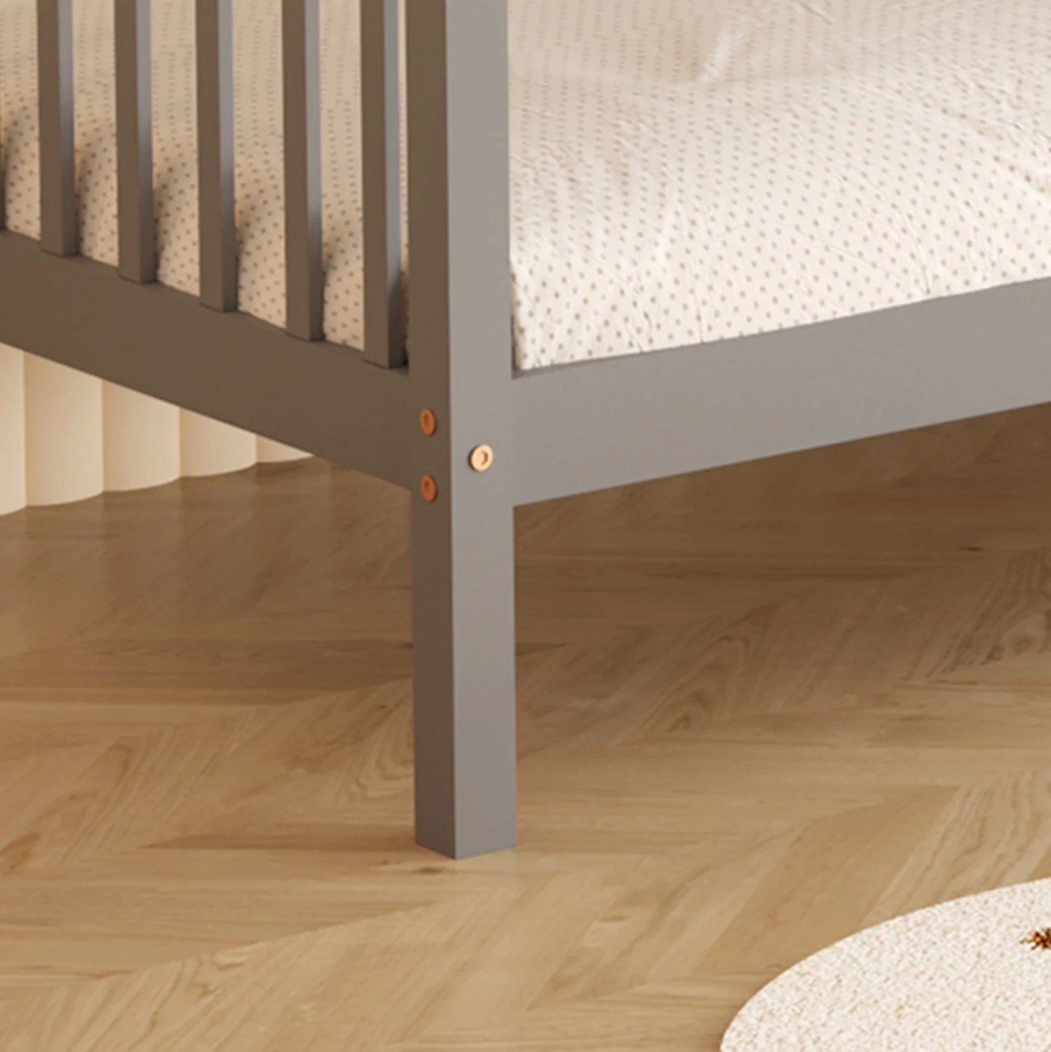 Pograd za otroke LANTAI FH682.05 iz borovega lesa v sivi barvi - vzmetnice 190x90 cm