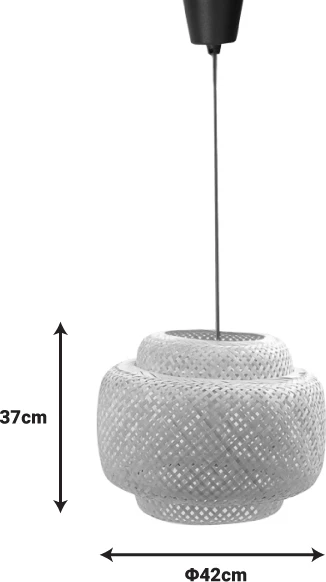 Stropna svetilka iz naravnega bambusa, Forsy Inart E27, D42×37 cm