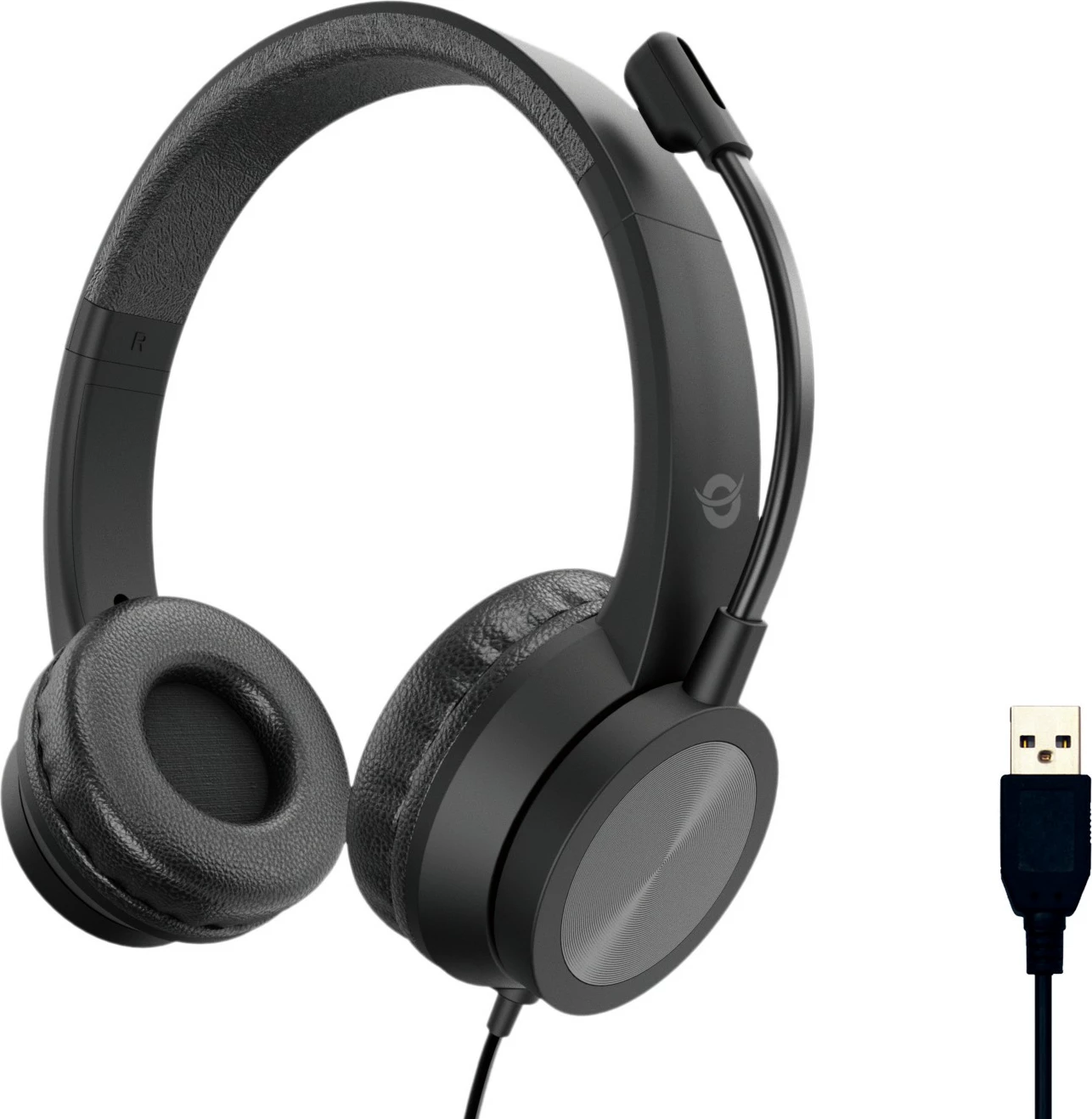 Slušalke Conceptronic USB-A, mikrofon, 2 m, črne