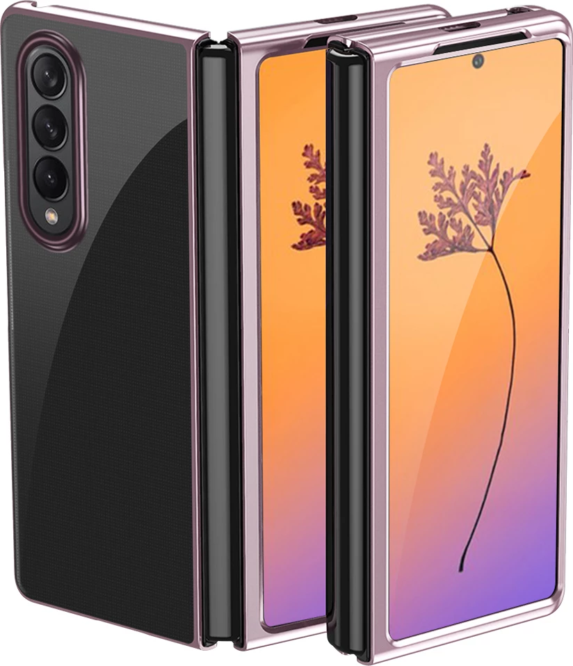 Zaščitna prevleka Hurtel Plating Case za Samsung Galaxy Z Fold 4, PC, kovinska okvirna, rožnata