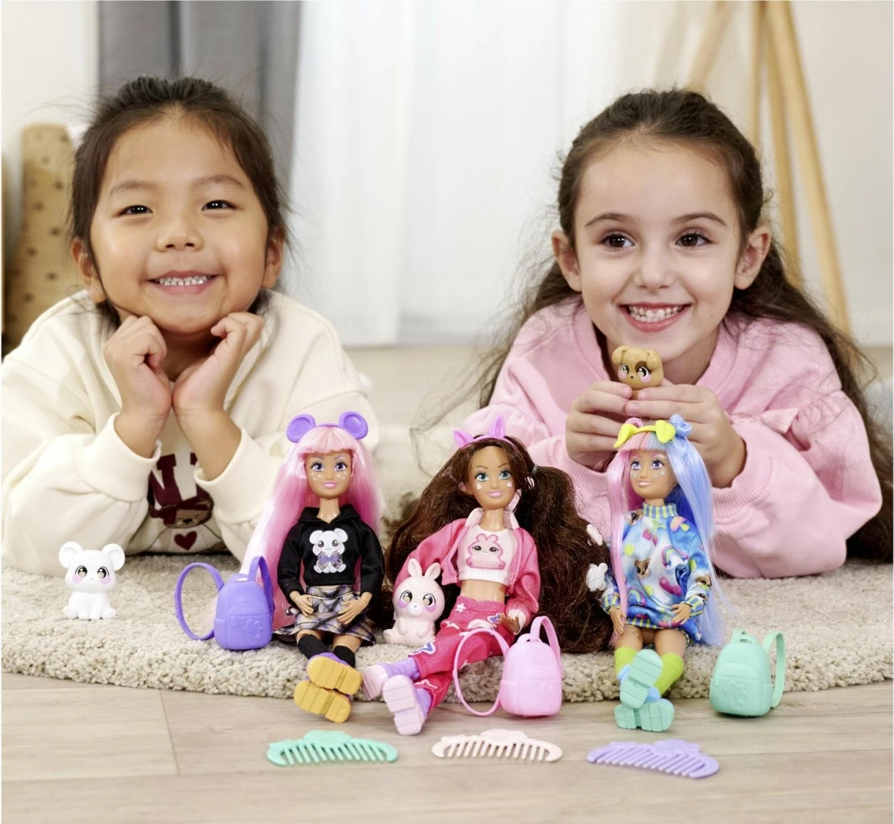 Kawaii lutka Hi Mia s kužkom Choco, 26 cm, s več kot 10 dodatki, Simba