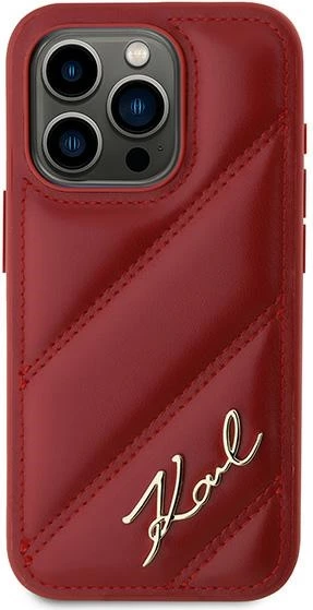 Diagonalno prešit ovitek za iPhone 15 Pro Max, Karl Lagerfeld, rdeč