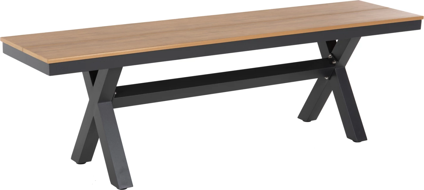 Aluminijasta klop TAWNEE FH6038.01 antracit s sedežem iz polilesa v naravni barvi lesa 150x36x45Hcm