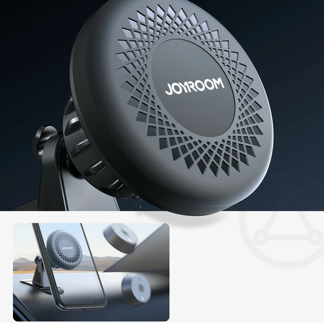 Magnetni nosilec za telefon, Joyroom JR-ZS356, za armaturno ploščo, temno sivi